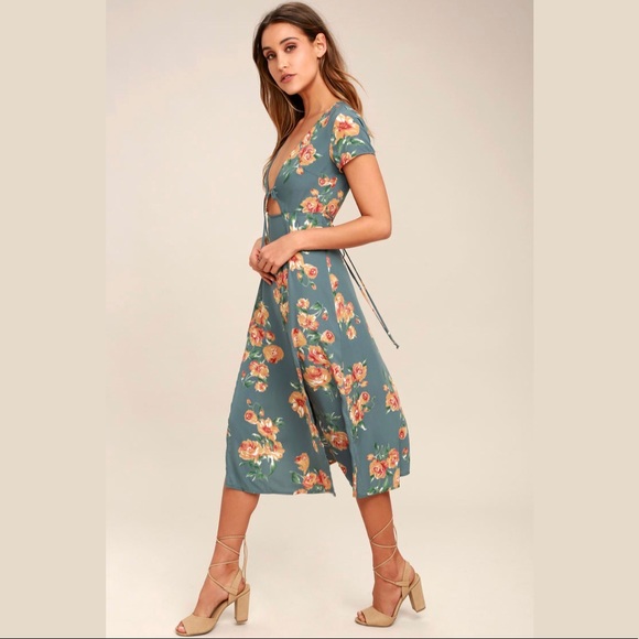 Lulus Best Day of My Life Dusty Sage Floral Print Midi Dress - Picture 2 of 7